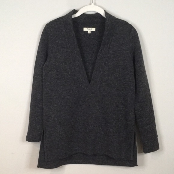 Madewell heathered gray v-neck sweater - Picture 2 of 8